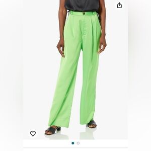 Show me your MUMU Hayes bright green luxe satin wide leg pants size S NWT